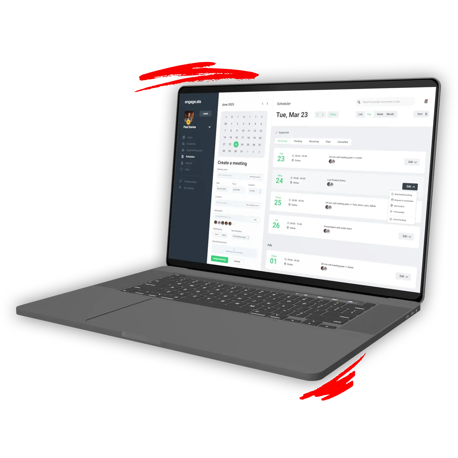 engage|ats interview scheduling screen in a laptop